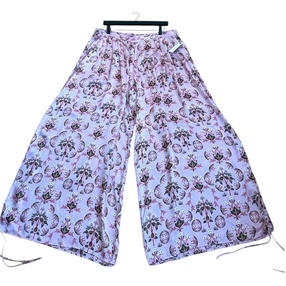 NWT Anthropologie XL Sleep Pants Wide Leg Silky Lounge Pajama Bottoms Harem - Picture 3 of 14